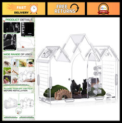 Acrylic Jumping Spider Enclosure 9.5″x3.9″x6.7″ – Castle Style Terrarium with Ma