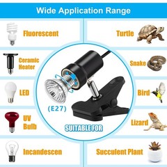 Reptile Heat Lamp with 50W UVA UVB Bulb Rotatable Clamp Light for Basking NEW US