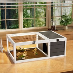 39.5″ Wood Tortoise House Indoor Reptile Cage Habitat for Lizards Geckos