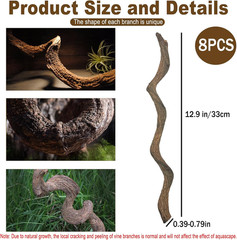 Reptile Decor 8PCS Natural Forest Branch Terrarium Habitat Decoration Lizard Cli