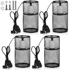 VIHOSE 4 Pcs Reptile Heat Lamp Guard with 150W Ceramic Heat Emitter Basking Anti
