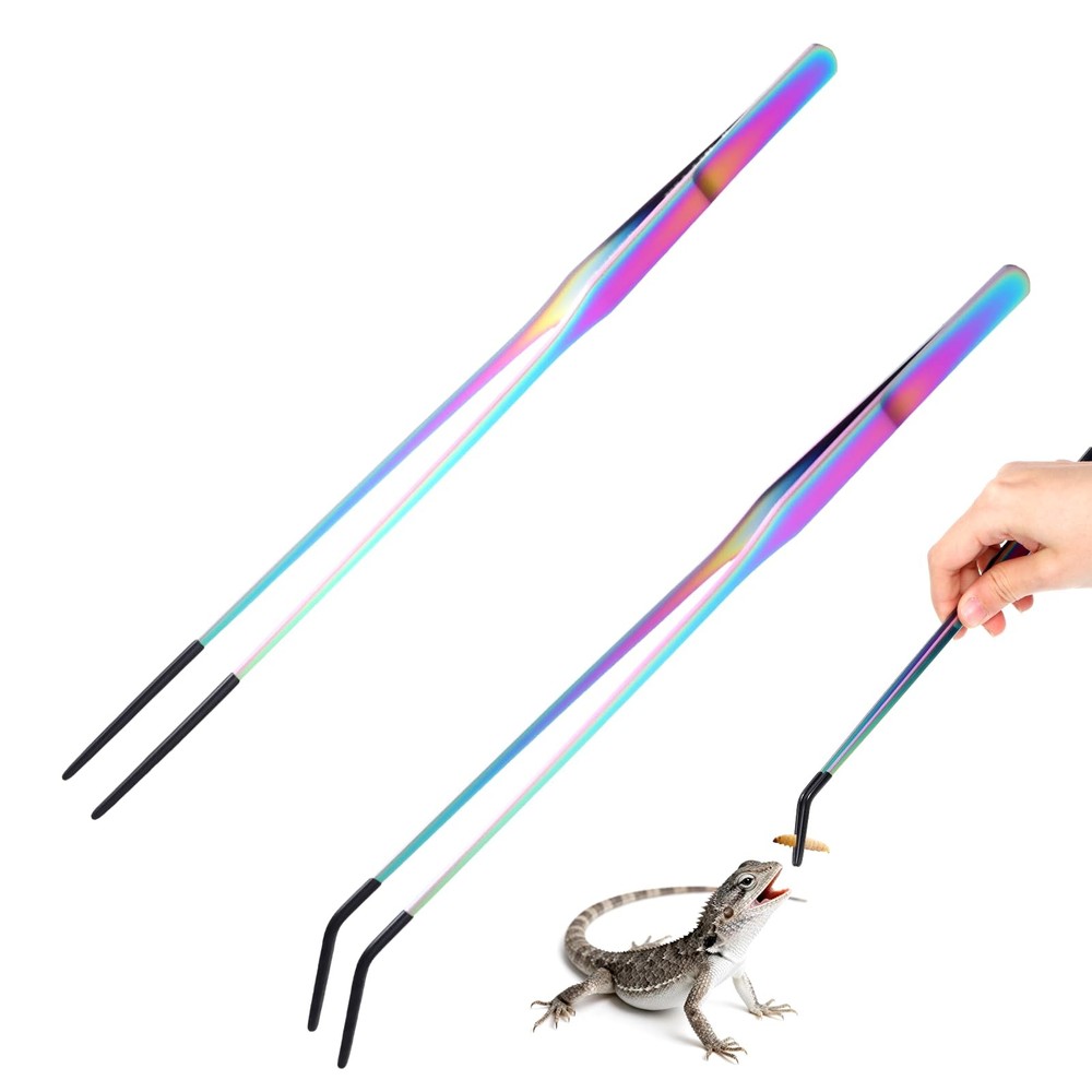 2 Pcs Stainless Steel Reptile Feeding Tongs with Rubber Tip, Aquarium…