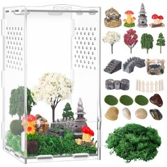 23 Pcs Jumping Spider Enclosure and Habitat Miniatures Figurines Set Clear Ac…