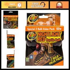 Reptile Nightlight Red Bulb 60W – Pack of 2, Heat Lamp for Terrariums & Reptiles