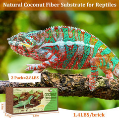 2 Pack Natural Coconut Fiber Substrate for Reptile- Premium Compressed Coconut H