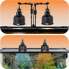 5.5 Inch Reptile Light Fixture with Dimming/Separate Switches, 2 Packs Deep Dome
