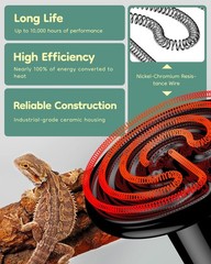 75w Ceramic E26 Reptile Heat Emitter No Light Emitting for 10-30 Gallon