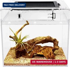 Reptile Growth mini Reptile Terrarium,8″ x 8″x 8″ Reptile Tank with Full View Vi