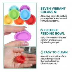 7 Pack Crested Gecko Food Dish and Water Bowl Small Small, Multiple Colors