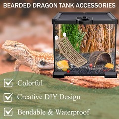 Bearded Dragon Tank Accessories, Reptile Mat Hammock Plants Bridge Jungle Cli…