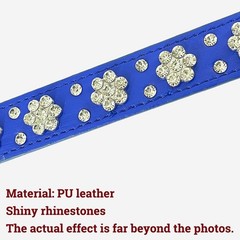 Rhinestone Flower Dog Collar, Bling Crystal Diamond Sparkling PU Leather Coll…