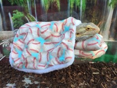 BASEBALL DESIGN BLUE ATTACHABLE RESTING SOFT BED SET COVER 4 BEARDED DRAGONS