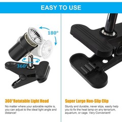 Reptile Heat Lamp with 50W UVA UVB Bulb Rotatable Clamp Light for Basking NEW US