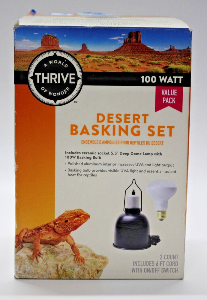 Reptile Pet Desert Basking Dome and Bulb Set Thrive A World of Wonder 100 Watt