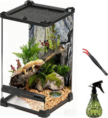 Reptile Tall Glass Terrarium Rainforest Habitat Single Door with Screen Ventilat