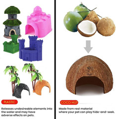 Coconut Hut for Crested Gecko, 5X3 Inches Reptile Climbing Hide, Leopard Gecko T