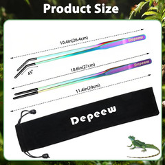 Reptile Feeding Tongs, Stainless Steel Reptile Tweezers Set, 10.6″ Straight & Cu