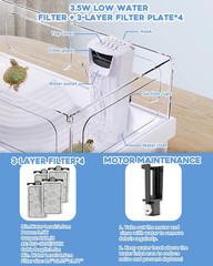 Small Turtle Tank Kit(Tank+Light+Filter), Acrylic Turtle Tank Starter Kit with B