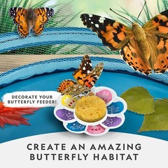 NATIONAL GEOGRAPHIC Butterfly Growing Kit Habitat Cage 5 Caterpillars to Red…