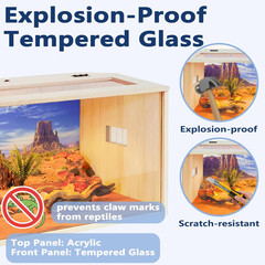 Large Bearded Dragon Tank with Built-In Lamp Fixture – 34 Gallons