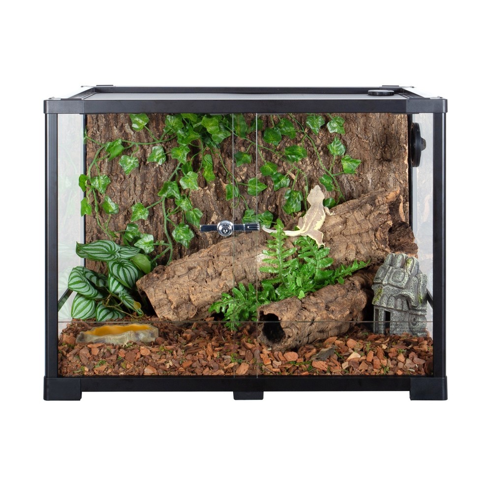 34 Gallon Reptile Tank Tempered Reptile Terrarium Habitat Double Sliding Door