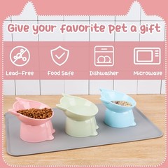 3 Pcs Elevated Cat Bowls 15°Raised Cat Food Bowl with Silicone Mat … Fast
