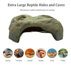 Reptile Hide Extra Large 12″W X 10″D X 3.5″H Resin Snake Cave – Secure Habitat