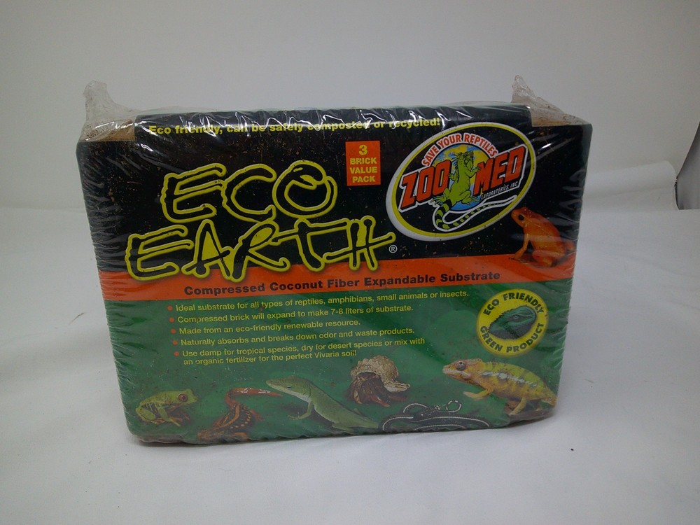 Zoo Med Eco Earth Compressed Coconut Fiber Substrate Brick 3pk
