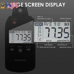 Quantum PAR Meter Full Spectrum High Precision PPFD Tester for Photosynthetic Ac