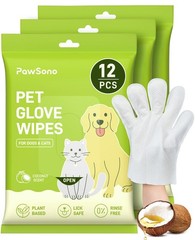36PCS Hypoallergenic Pet Glove Wipes for Dogs, Cats & Small Animals | NoRinse…