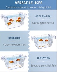 Pawfly Aquarium Fish Breeding Box Acrylic Hatchery Incubator Tank with Suctio…
