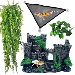 kathson Bearded Dragon Tank Castle Decorations,Reptile Hammock Reptiles Habit…