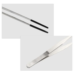 10.63″ L Aquarium Straight Feeding Tweezer for Feeding with Black Rubber Tip