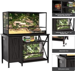 40-120 Gallon Reptile Tank Stand Power Outlet Terrarium Stand Storage Cabinet