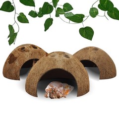 Reptile Hideouts Natural Coconut Shells Hut Hermit Crab Climbing Toys Gecko H…