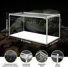 Acrylic Reptile Enclosure 8x4x4in for Tarantulas Lizards Spiders Isopods