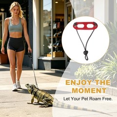3Pcs Bearded Dragon Lizard Leash Harness Soft Leather S/M/L Red