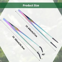 2 Pack Stainless Steel Reptile Feeding Tongs with 10.6 Inch, 10.6″Colorful
