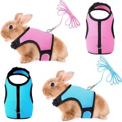 Bunny Harness and Leash Set, Soft Breathable Mesh Rabbit Leash Vest with Safety
