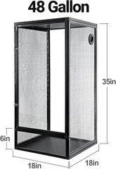 18″ x 18″ x 36″ Chameleon Cage with Metal Mesh & Background Sticker, 50 Gallon