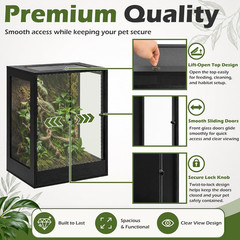 24″ X 18″ X 36″ Tall Reptile Terrarium, 65 Gallon Glass Chameleon Cage, Vertical