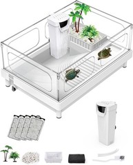Small Turtle Tank Acrylic Terrarium Basking Platform Bottom Drainage Filter