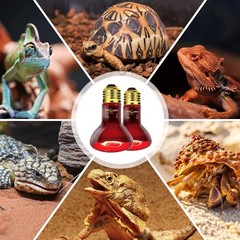 75W Reptile Heat Lamp Bulb 2PCS Infrared Heat Emitter Red Heat Lamp for Repti…