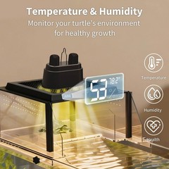 Upgraded Turtle Basking Platform for Aquatic Turtles with Temp & Humidity Gauge,