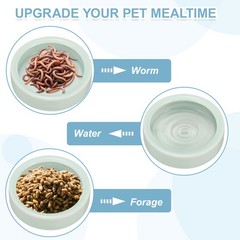 Reptile Food Bowl Worm Water Dish Ceramic Pet Bowl Small 3″ Light Cyan