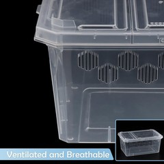 4 Pack Reptile Feeding Box Breeding Box Transparent Cage Habitat Hatching Con…