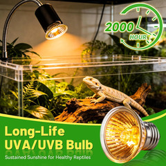 50W UVA UVB Reptile Light Bulb Heat Lamp Bulbs E26 Heat Lamp for Reptiles Amphib