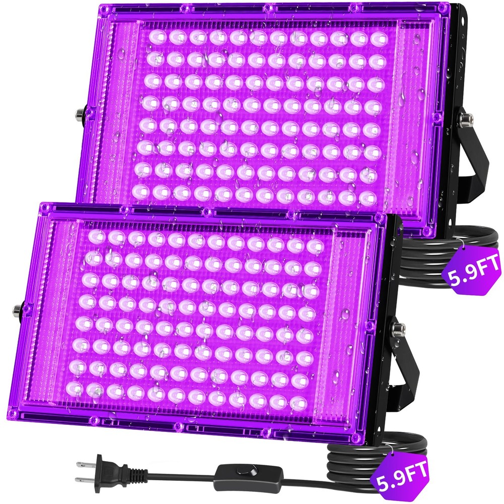 THECHAM 100W LED Black Lights IP66 Waterproof Light Outdoor with 5.9ft…