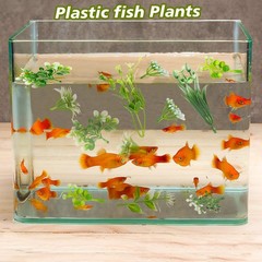 Aquarium Plant 50 Piece Plastic Green White Artificial Fish Tank Decor Washable