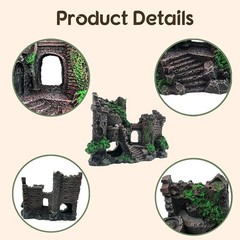 5 PCS Tank Accessories for Bearded Dragon Include Resin Classical Castle Rept…